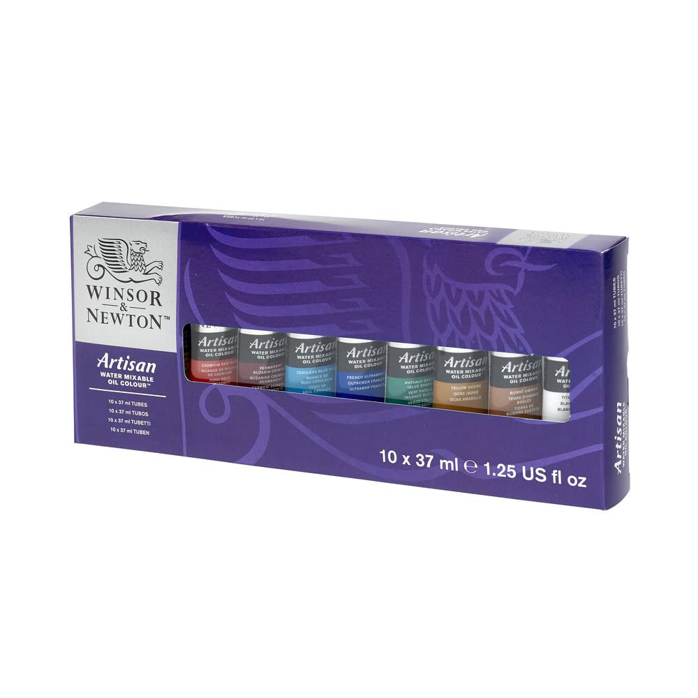 Winsor & Newton Artisan Water Mixable Oil Color Paint Set, 1.25-oz (37ml) Tubes, Set of 10