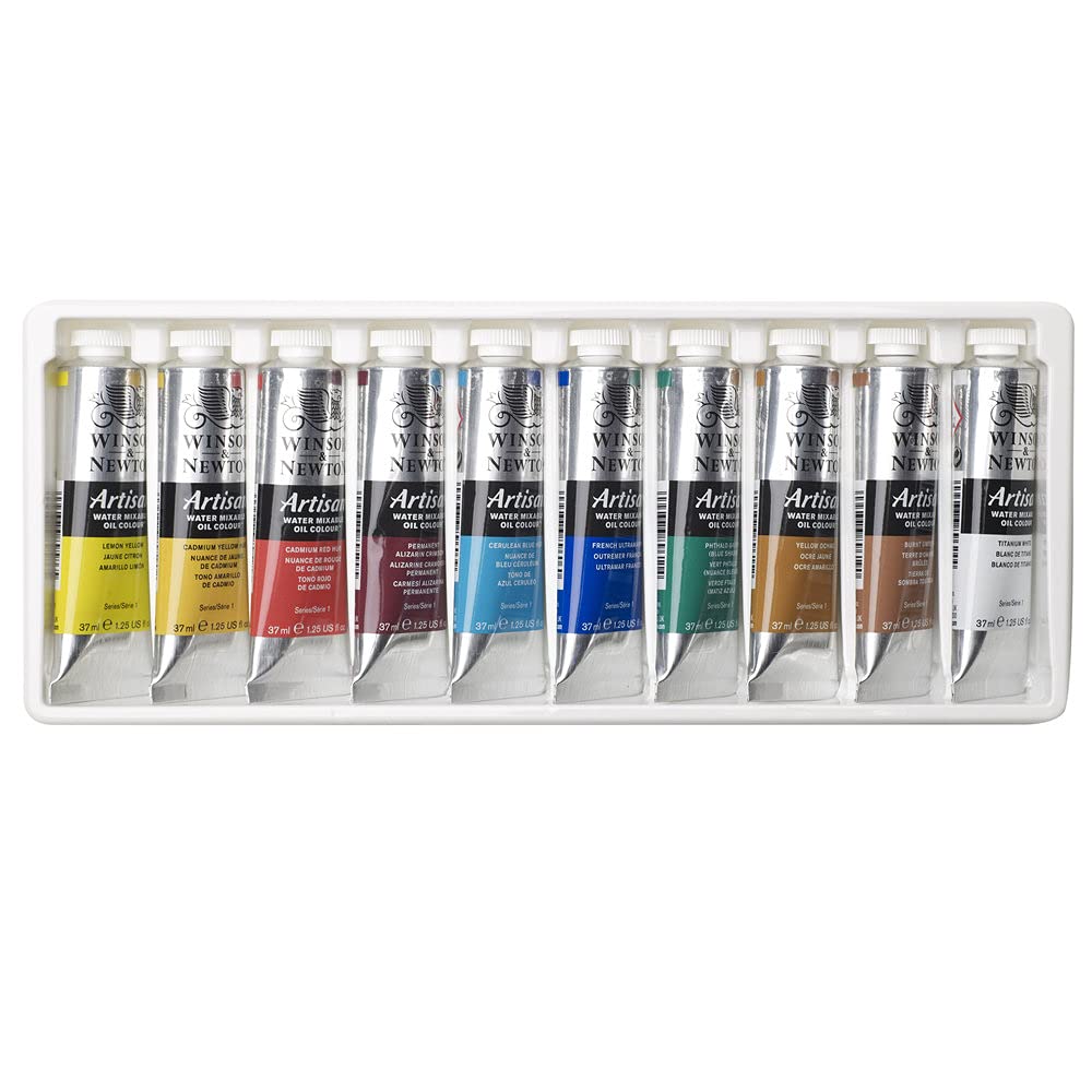 Winsor & Newton Artisan Water Mixable Oil Color Paint Set, 1.25-oz (37ml) Tubes, Set of 10