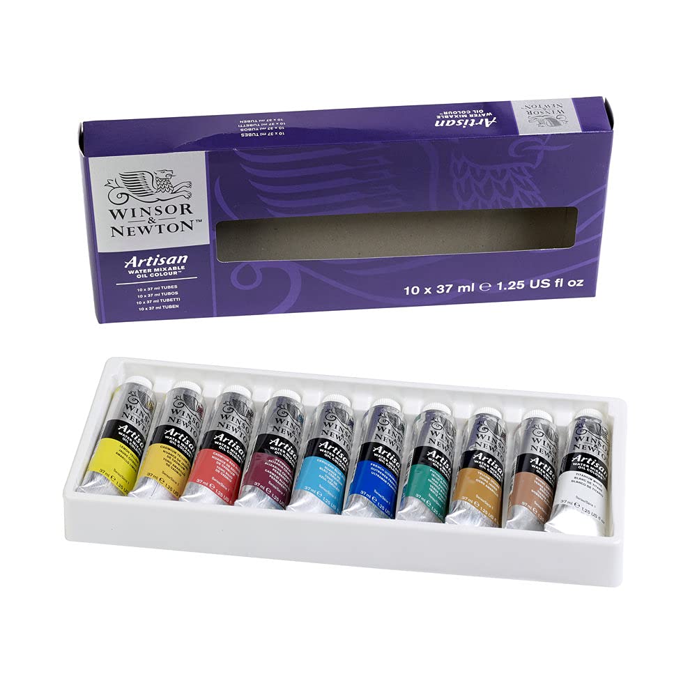 Winsor & Newton Artisan Water Mixable Oil Color Paint Set, 1.25-oz (37ml) Tubes, Set of 10