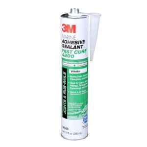 3m marine adhesive sealant fast cure 4200 (06560) – semi-permanent flexible adhesive sealant for boats and rvs – white - 1/10 gallon