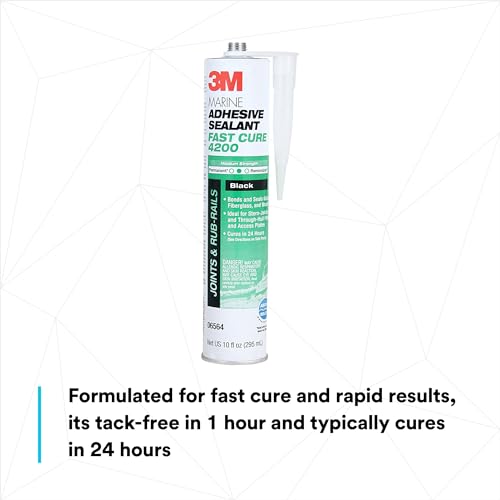 3M Marine Adhesive Sealant Fast Cure 4200 (06560) – Semi-Permanent Flexible Adhesive Sealant for Boats and RVs – White - 1/10 Gallon