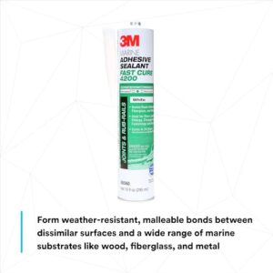 3M Marine Adhesive Sealant Fast Cure 4200 (06560) – Semi-Permanent Flexible Adhesive Sealant for Boats and RVs – White - 1/10 Gallon