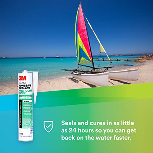 3M Marine Adhesive Sealant Fast Cure 4200 (06560) – Semi-Permanent Flexible Adhesive Sealant for Boats and RVs – White - 1/10 Gallon