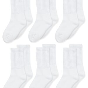 Jefferies Socks Big Boys' Seamless Toe Athletic Crew Socks, 6-pack White, 8-9 1/2(Medium)(Shoe Size 12-6)