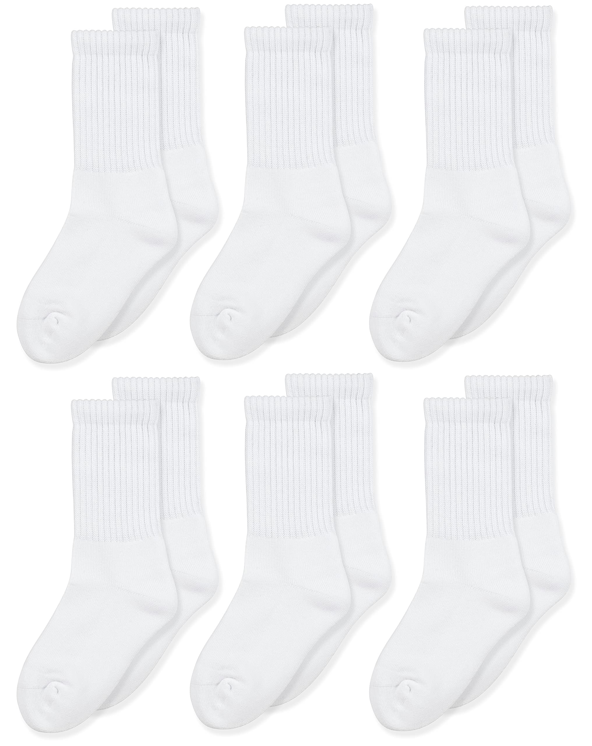 Jefferies Socks Big Boys' Seamless Toe Athletic Crew Socks, 6-pack White, 8-9 1/2(Medium)(Shoe Size 12-6)