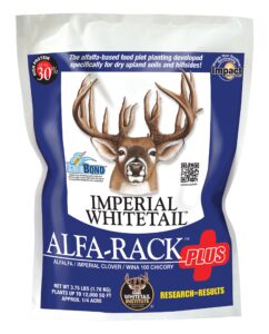 whitetail institute alfa-rack plus deer food plot seed, perennial blend of deep-root forages that thrive on hilltops and hillsides, highly nutritious and attractive to deer, 16.5 lbs (1.25 acres)