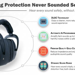 Pro Ears Pro Mag Gold, Electronic Hearing Protection & Amplification, Shooting Range Ear Muffs, Maximum Hearing Protection, Exclusive DLSC Compression Technology, 250 Hour Battery Life