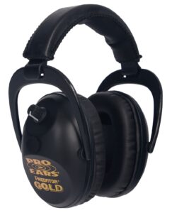 pro ears - predator gold - hearing protection and amplfication - nrr 26 - contoured ear muffs - black