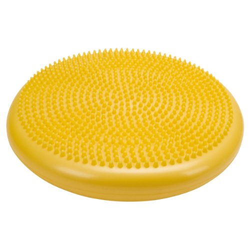 CanDo Inflatable Balance Disc for Balance Training, Proprioception, Strengthening Lower Extremities, Posture, Back Pain, Stress Relief, Restlessness and Anxiety. Yellow, 14” Diameter