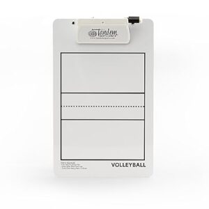 Tandem Sport Volleyball Coaches Deluxe Clipboard - Double Sided Dry Erase Volleyball Coach's Clipboard with Dry Erase Marker - Plan Strategy, Visualize Plays - Volleyball Coaching Supplies