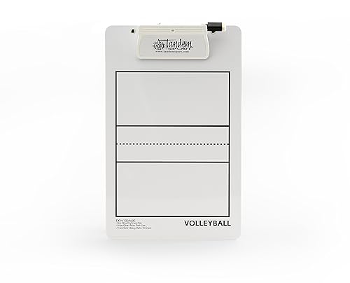 Tandem Sport Volleyball Coaches Deluxe Clipboard - Double Sided Dry Erase Volleyball Coach's Clipboard with Dry Erase Marker - Plan Strategy, Visualize Plays - Volleyball Coaching Supplies