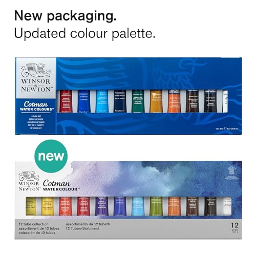 Winsor & Newton Cotman Watercolor Paint Set, 12 Colors, 8ml (0.27-oz) Tubes