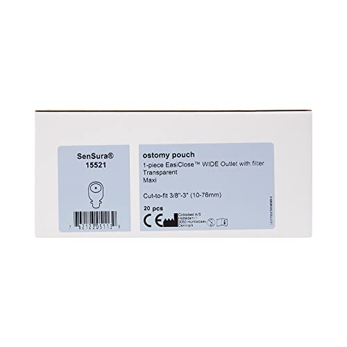 Coloplast Sensura #15521 One Piece EasiClose Wide Outlet 3/8" to 3" Non-Convex Standard Wear, Transparent - Pack of 20