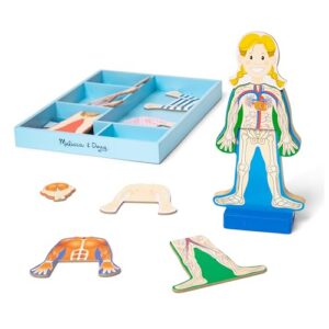 melissa & doug magnetic human body anatomy play set with 24 magnetic pieces and storage tray