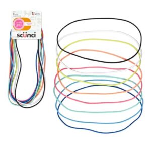 Scunci by Conair No-Slip Grip Flat elastic Headwraps - mens headband - hair accessories for women - Bright Assorted Colors - 8 Count