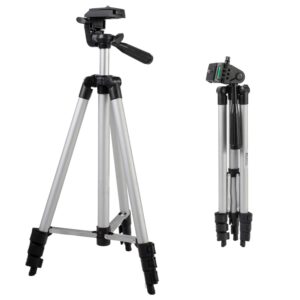 zeikos 50" inch aluminum camera tripod, lightweight with bubble level indicator + free miraclefiber microfiber cleaning cloth and carrying bag