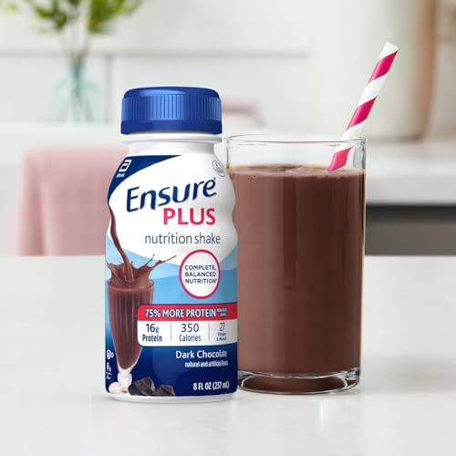 Ensure Plus Dark Chocolate Nutrition Shake, Meal Replacement Shake, 24 Count