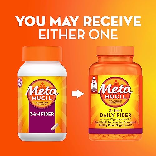 Metamucil 3-in-1 Fiber Capsules, Daily Fiber Supplement for Digestive Health, Plant-Based Psyllium Husk Fiber Capsules, #1 Doctor Recommended Fiber Brand, 300ct Capsules