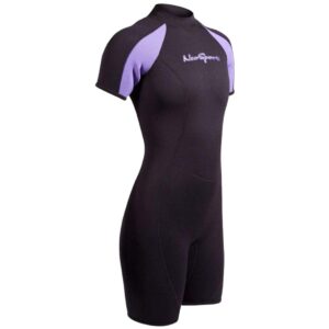 NeoSport 3mm Women's Neoprene Shorty Scuba Wetsuit-Black/Lavender-8