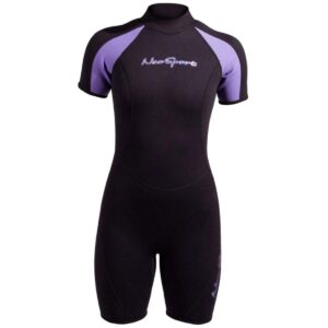 NeoSport 3mm Women's Neoprene Shorty Scuba Wetsuit-Black/Lavender-8