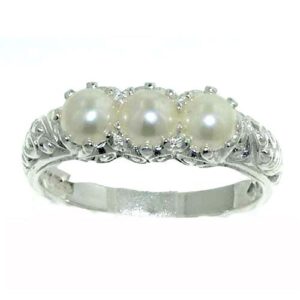 letsbuygold 925 sterling silver cultured pearl womens promise ring - size 11.5