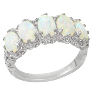 letsbuygold 925 sterling silver real genuine opal womens promise ring - size 9