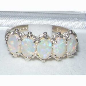 LetsBuyGold 925 Sterling Silver Real Genuine Opal Womens Promise Ring - Size 9