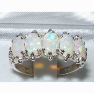 LetsBuyGold 925 Sterling Silver Real Genuine Opal Womens Promise Ring - Size 9