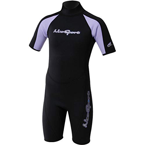 NeoSport Wetsuits Junior Premium Neoprene 2.5mm Junior Shorty, Blue Trim, 12 - Diving, Snorkeling & Wakeboarding