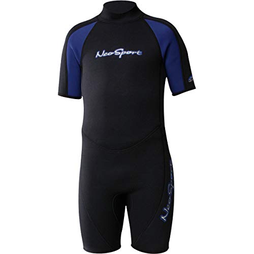 NeoSport Wetsuits Junior Premium Neoprene 2.5mm Junior Shorty, Blue Trim, 12 - Diving, Snorkeling & Wakeboarding