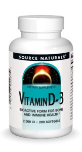 source naturals vitamin d-3 2000 iu supports bone & immune health - 200 softgels