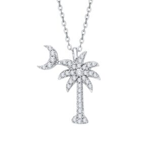 katarina diamond palm tree with crescent moon pendant necklace in 10k white gold (3/8 cttw, g-h, i2-i3)