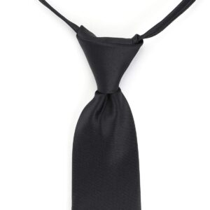 boxed-gifts Umo Lorenzo Mens Zipper Ties Solid Color Pre Tied Polyester Neckties for Men and Women-Black