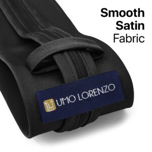 boxed-gifts Umo Lorenzo Mens Zipper Ties Solid Color Pre Tied Polyester Neckties for Men and Women-Black