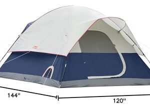 Coleman Elite Sundome Camping Tent with LED Lights, Weatherproof 6-Person Tent with Included Rainfly & Frame that can Withstand 35 MPH Winds, Built-In LED Lighting System with 3 Brightness Settings