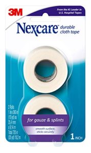 nexcare durable cloth tape, woven tape, securely holds bulky wound dressing - 1 in x 10 yds, 2 rolls of tape