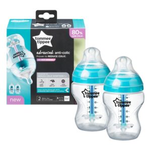 Tommee Tippee Closer to Nature 260 ml/9fl oz Anti-Colic Plus Feeding Bottles ...