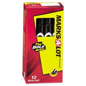 AVERY Large Black Permanent Marker with Thick Chisel Tip for Calligraphy, Fabric, Desk Work, Pack of 12 (08888)