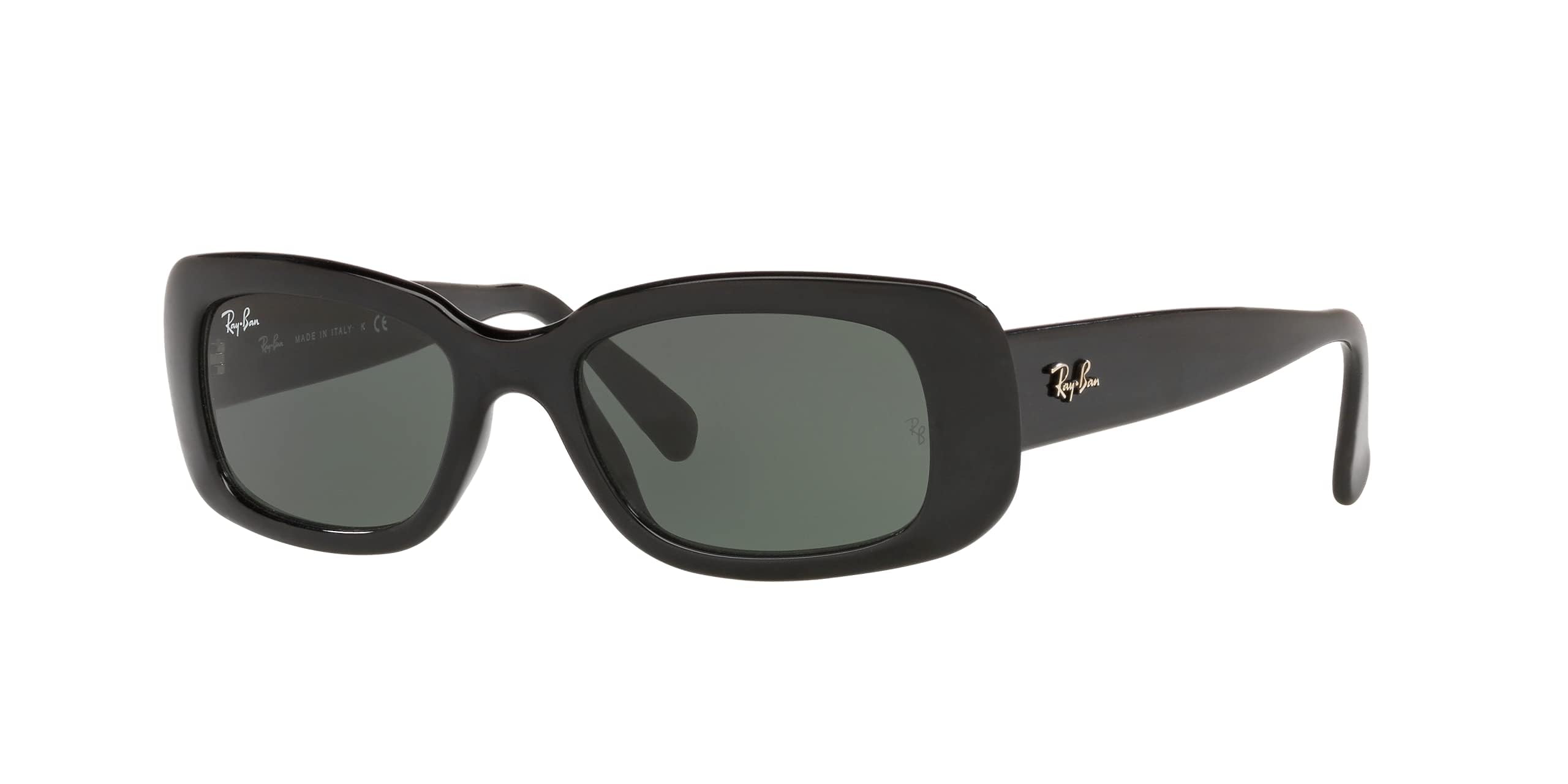 Ray-Ban Women's RB4122 Square Sunglasses, Black/Green, 50 mm