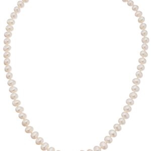 Sterling Silver White Freshwater Cultured A Quality Pearl Necklace (6.5-7mm), 18"