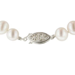 Sterling Silver White Freshwater Cultured A Quality Pearl Necklace (6.5-7mm), 18"