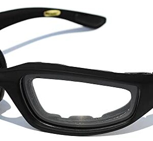 3 Pairs of Choppers Glasses Padded Frame Clear Yellow Smoke Lense Block 100% UVB for Outdoor Activity Spot