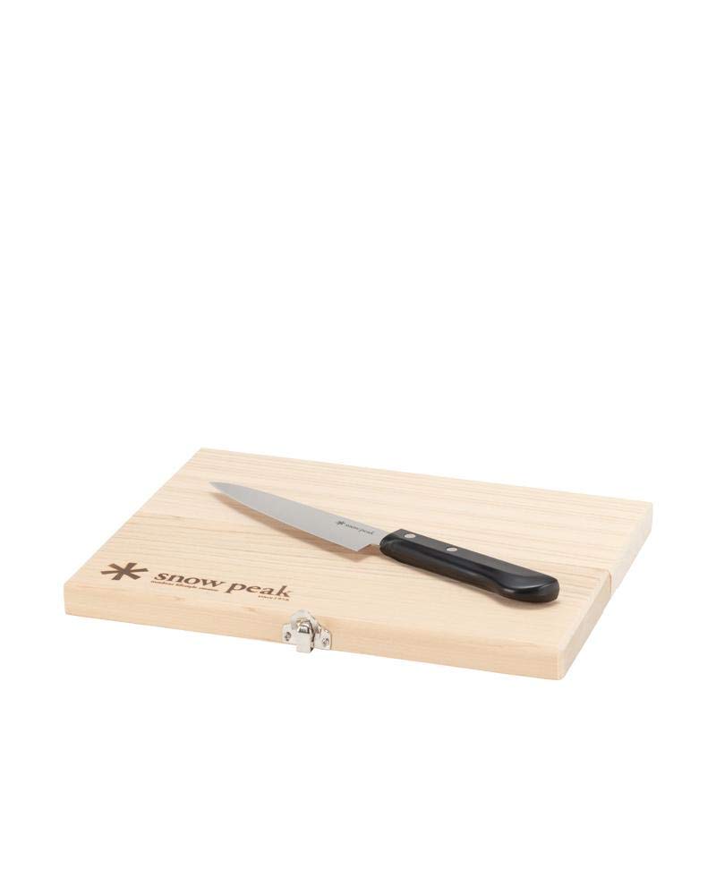 Snow Peak Folding Cutting Board and Knife Set, Chopping Block for Kitchen to Camp