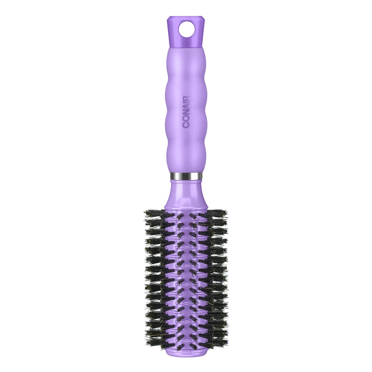 Conair Hair Brush with Boar Bristle, Gel Grips, Round, Medium, Colors May Vary