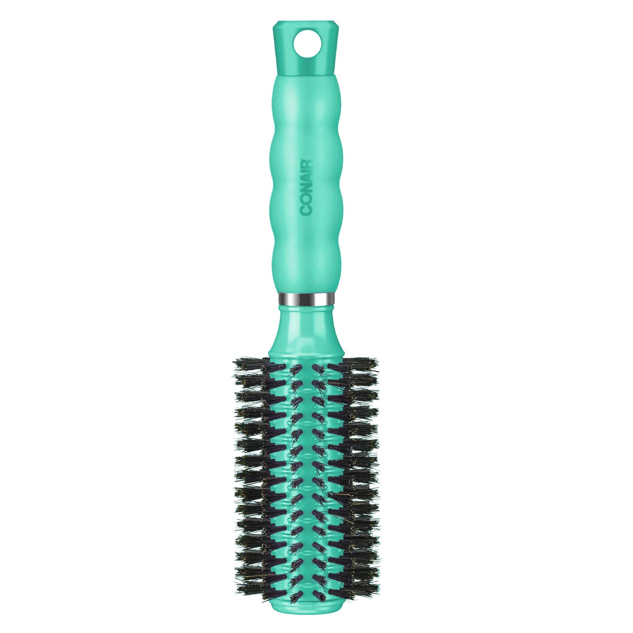 Conair Hair Brush with Boar Bristle, Gel Grips, Round, Medium, Colors May Vary