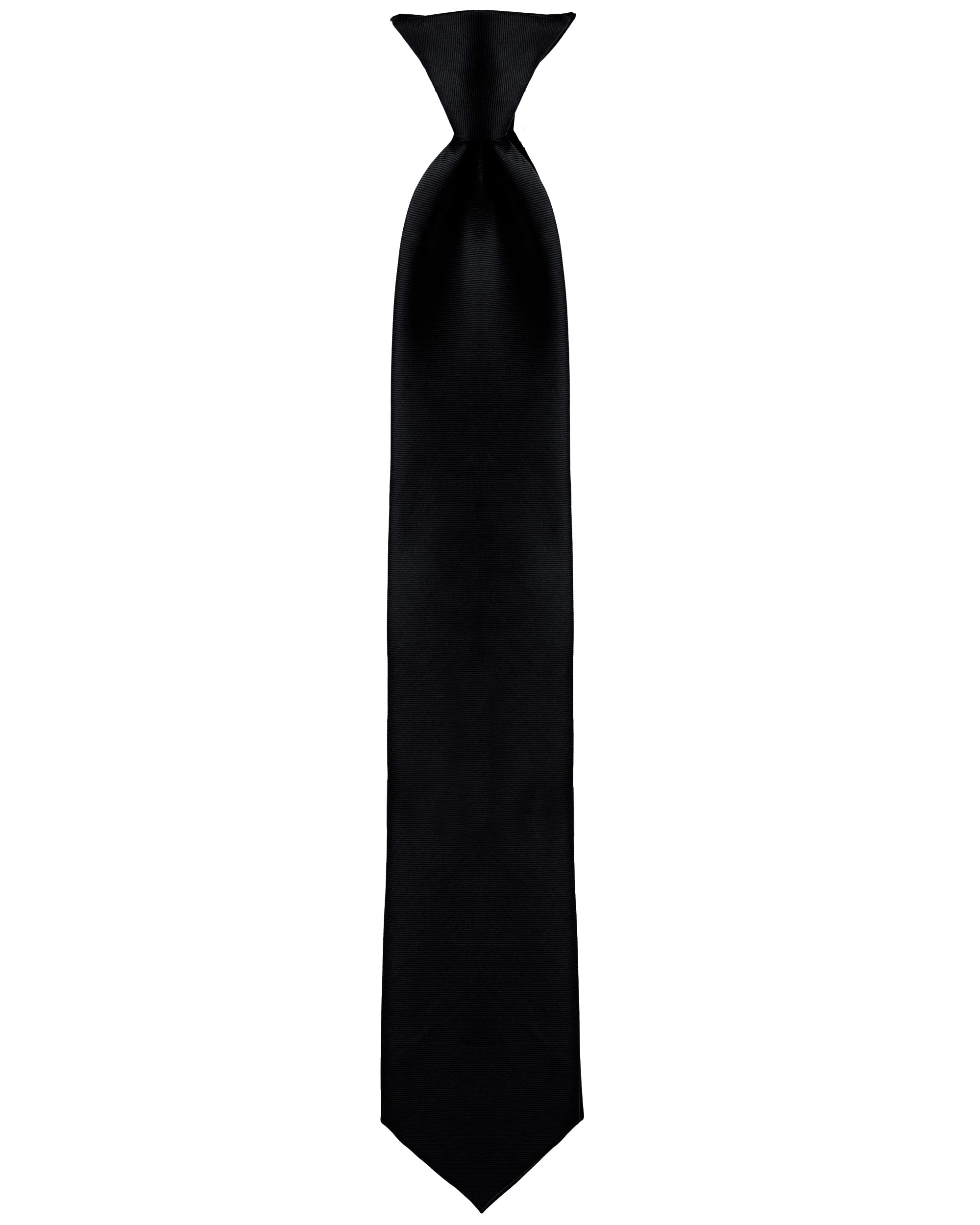 boxed-gifts Clip on Ties for Men - Premium Black Solid Color Clip on Tie