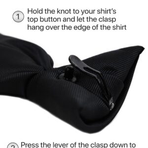 boxed-gifts Clip on Ties for Men - Premium Black Solid Color Clip on Tie