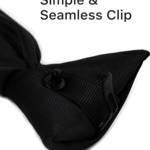 boxed-gifts Clip on Ties for Men - Premium Black Solid Color Clip on Tie