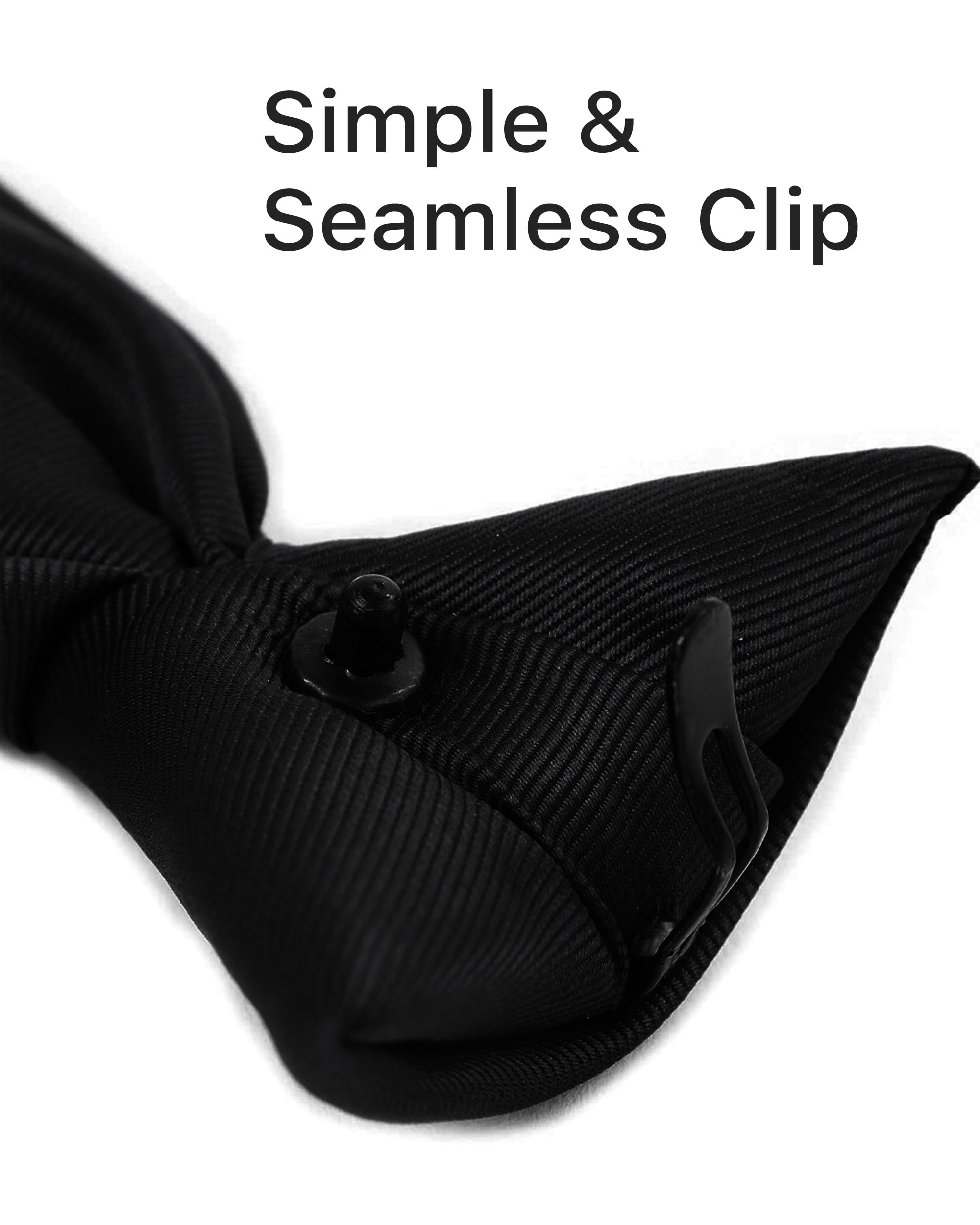 boxed-gifts Clip on Ties for Men - Premium Black Solid Color Clip on Tie