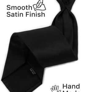 boxed-gifts Clip on Ties for Men - Premium Black Solid Color Clip on Tie